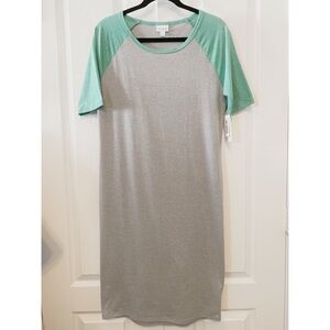 LuLaRoe T-shirt Dress Julia size L gray and green